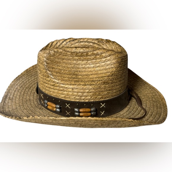 Black Canyon Outfitters Straw Hat OSFM With Beads and Medallion - Picture 5 of 12